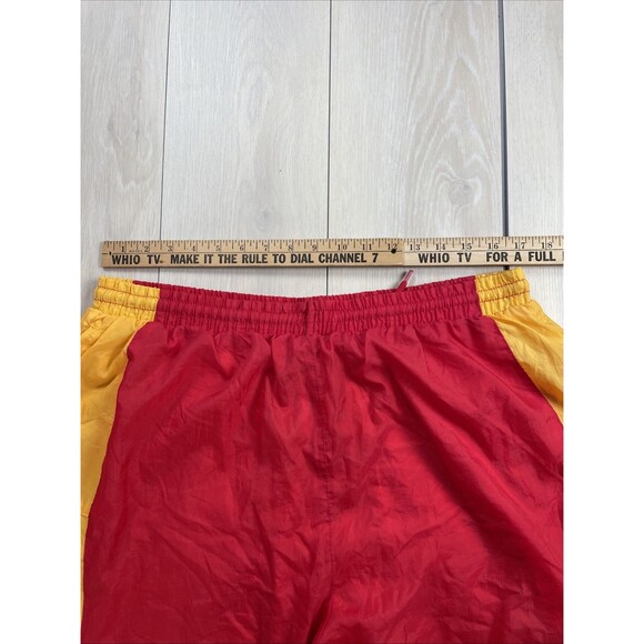 Vintage Logo 7 Track Pants Mens XL Maroon Yellow Nylon Retro Windbreaker 90s Run - Picture 7 of 9